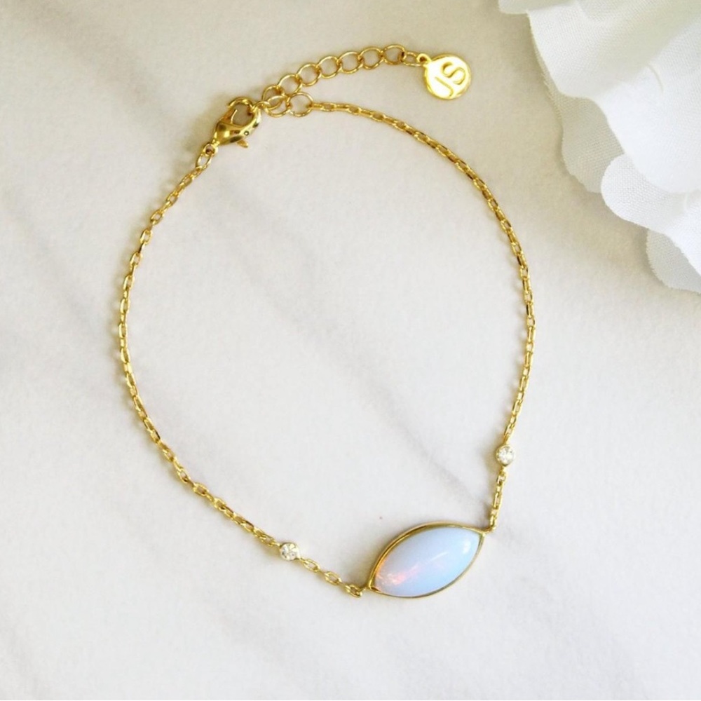 Opal & Diamond Gold Chain Bracelet by Jules Smith, NWT